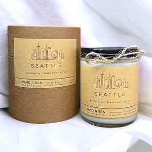 Seattle Scented Candle • 100% Soy Wax Handcrafted Small Batch • Great Gift for Seattle Lovers • City Themed Candles