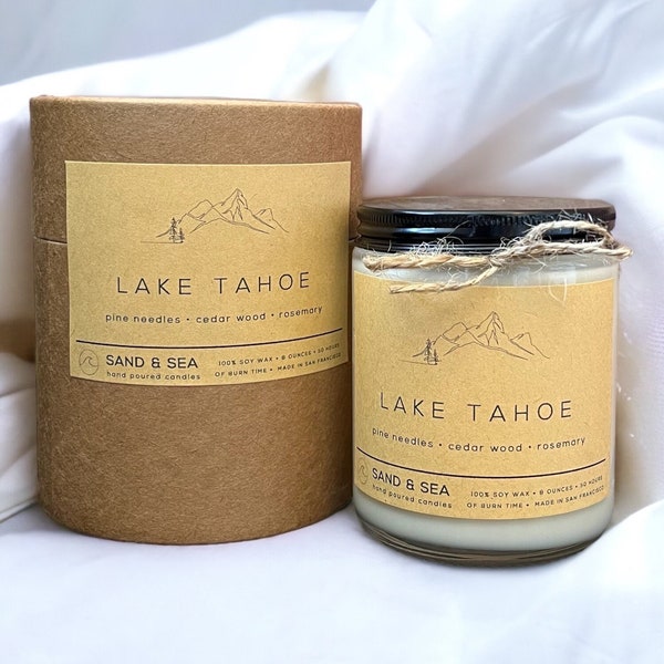 Tahoe Scented Candle • 100% Soy Wax Handcrafted Small Batch • Great Lake Tahoe Gift • City Candles