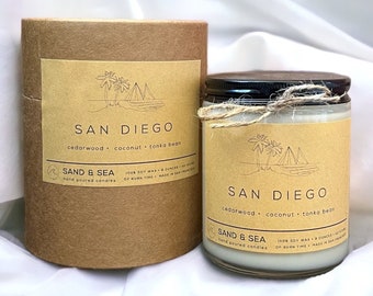 San Diego Scented Candle • 100% Soy Wax Handcrafted Small Batch • Great San Diego Gift • City Candles