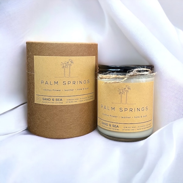Palm Springs Scented Candle • 100% Soy Wax Handcrafted Small Batch • Great Gift for Palm Springs Lover • City Themed Candles