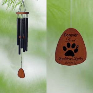 U/D Pierre Funéraire En Forme De Cœur Pour Animal Domestique Avec Carillon à Vent - Pierre Tombale Pour Chat Ou Chien