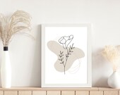 Minimalistic Digital Wall Art, Abstract and Flower Prints, Home Decor