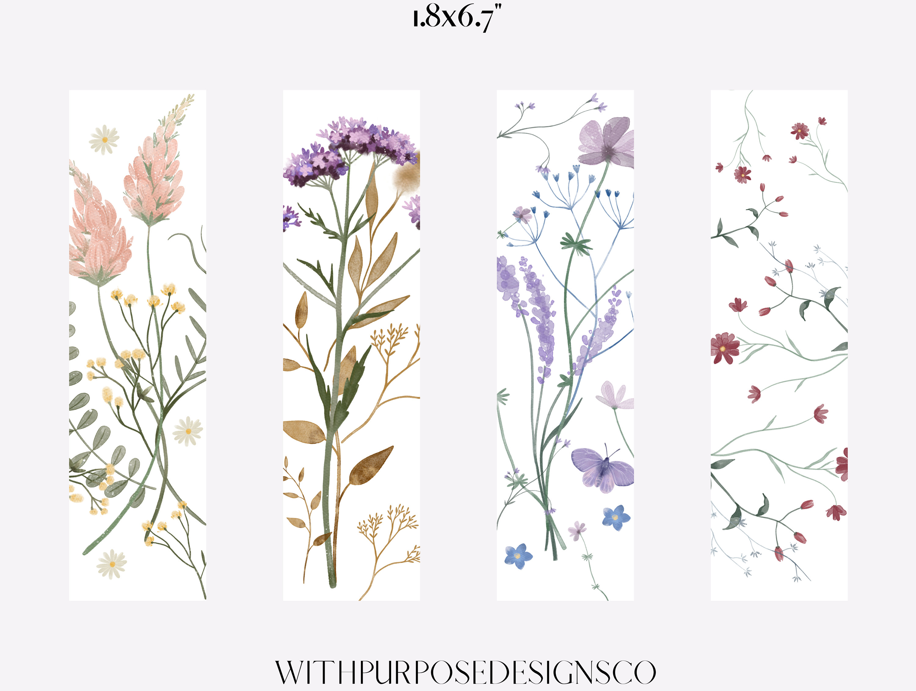 Printable Bookmarks, Digital Download, Bookmark Sets, Wildflowers Print ...