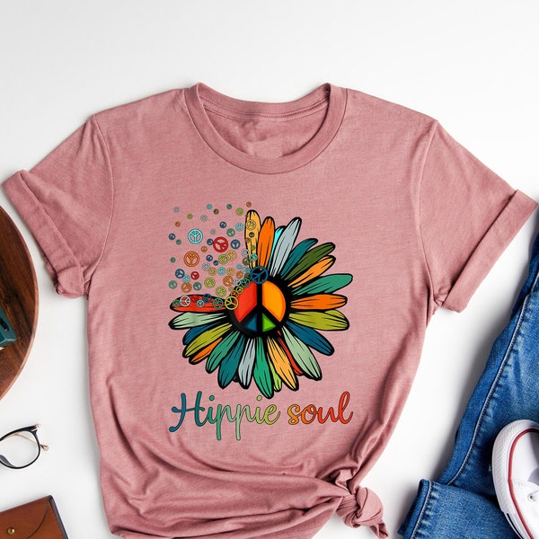 Hippie Shirt, Daisy Shirt, Hippie Soul Tshirt, Peace Shirt, Boho Shirt, Camping Shirt, Hippie Gift, Flower Shirt, Floral Gift For Her