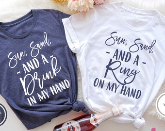 Beach Bachelorette Party Shirts, Sun Sand Drink Design