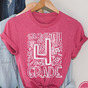4th Grade Shirt, 4th Grade Typography T-Shirt, Fourth Grade Teacher Tshirt, Teacher Tee, Grade Level Shirt, Elementary School Teacher Shirt