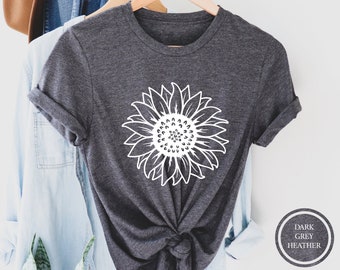 Sunflower Graphic Tee, Floral Print Shirt