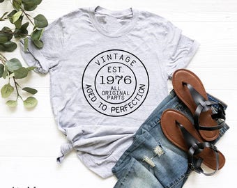 Vintage 1976 Birthday Shirt, Aged to Perfection Tee, 50th Birthday Gift