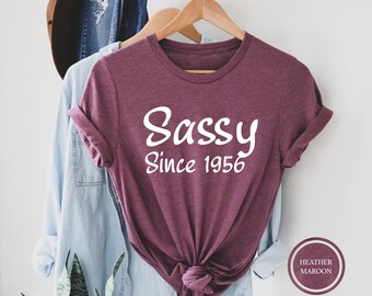 Sassy Since 1956 T-Shirt - Birthday Gift Tee, Women's Graphic Top