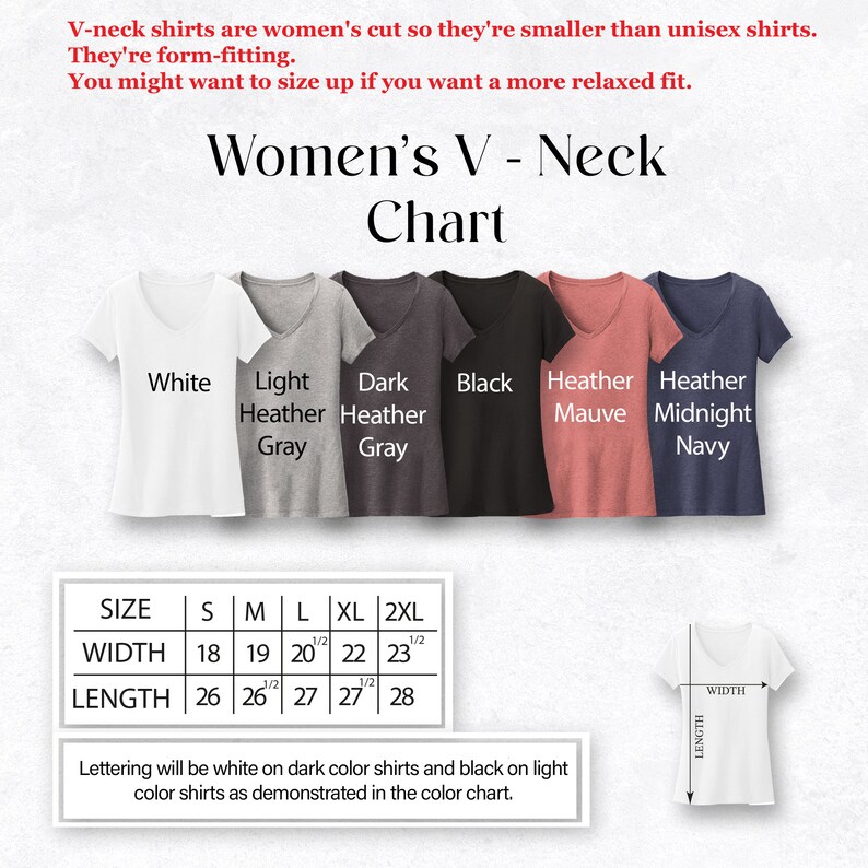 a women's v - neck t - shirt size guide