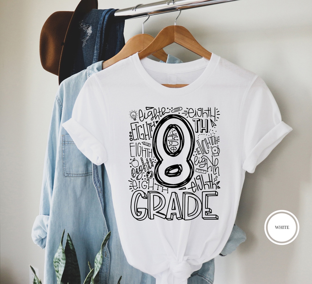 8th Grade Typography T-shirt, Middle School Teacher Tee - Etsy