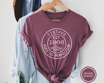 Vintage 1966 Birthday Shirt, Aged to Perfection Tee, 60th Birthday Gift