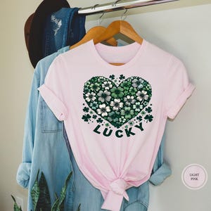 Lucky Heart St Patricks Day Shirt, Shamrock Irish T-Shirt, Saint Patricks Day Shirt Tops for Women, Clover Shirt, Gift for Friend