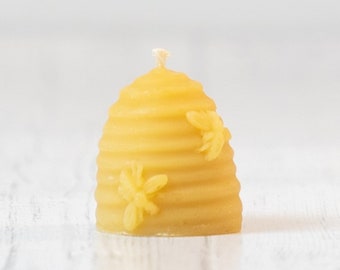 Blue Bee Beeswax Beehive Candle Small
