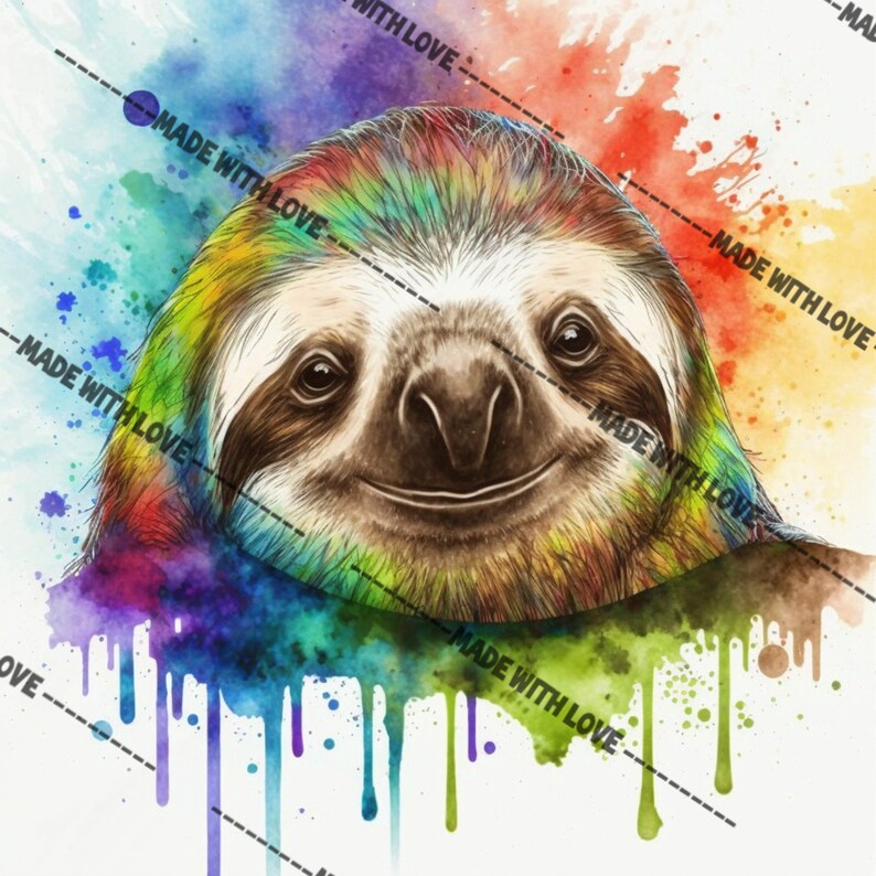 Sloth, Animals, Colorful, Art, Wall Art, Canvas, Love, Digital ...