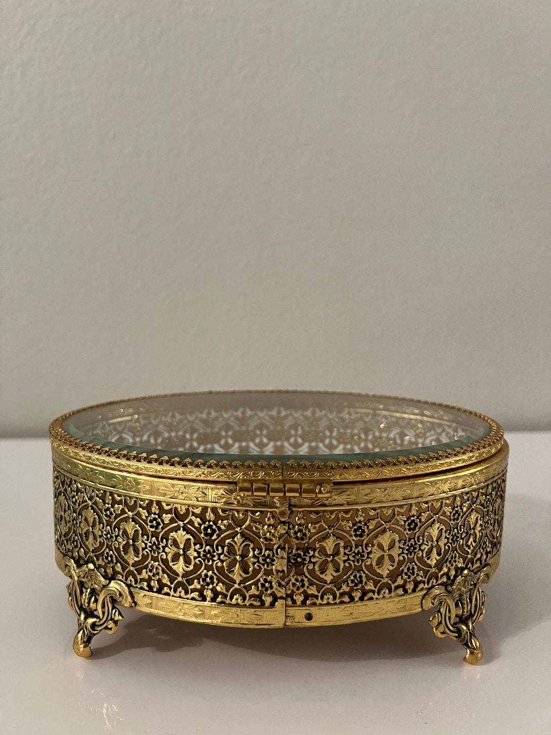 Vintage Brass Jewelry Box Etsy