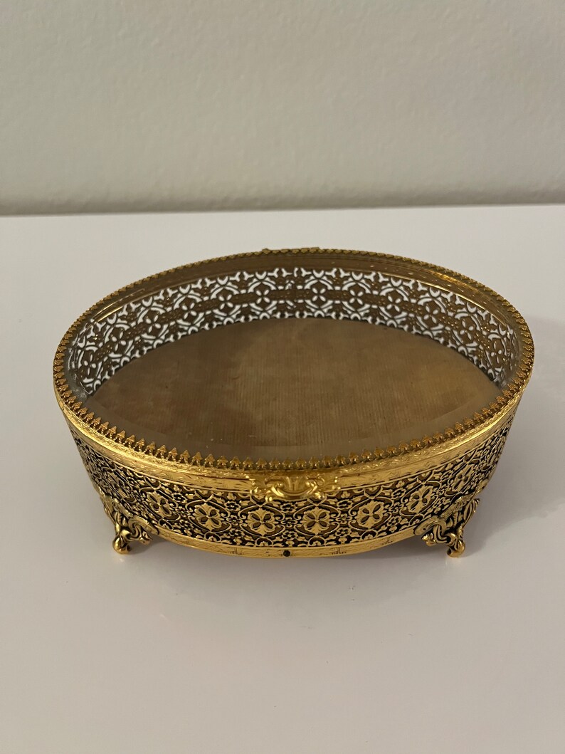 Vintage Brass Jewelry Box Etsy