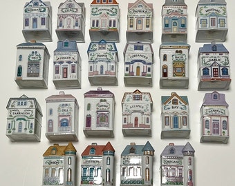 Lenox Spice Village Jars- 1989 - Your Pick - Sold Individually - Porcelain Victorian House Spice Jars