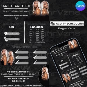Zwart en zilver thema DIY Canva Acuity websitesjabloon