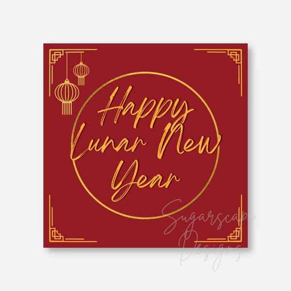 Happy Lunar New Year 2"x2" INSTANT DIGITAL DOWNL0AD tag