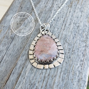 Pink Opal sterling silver pendant necklace with a 18-inch sterling silver chain