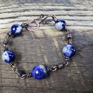 Sodalite copper wrapped bracelet