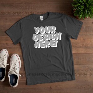 Comfort Colors 1717 Grey T-Shirt Mockup | Flat Lay Blank Tee for POD Stores | Unisex Apparel Template