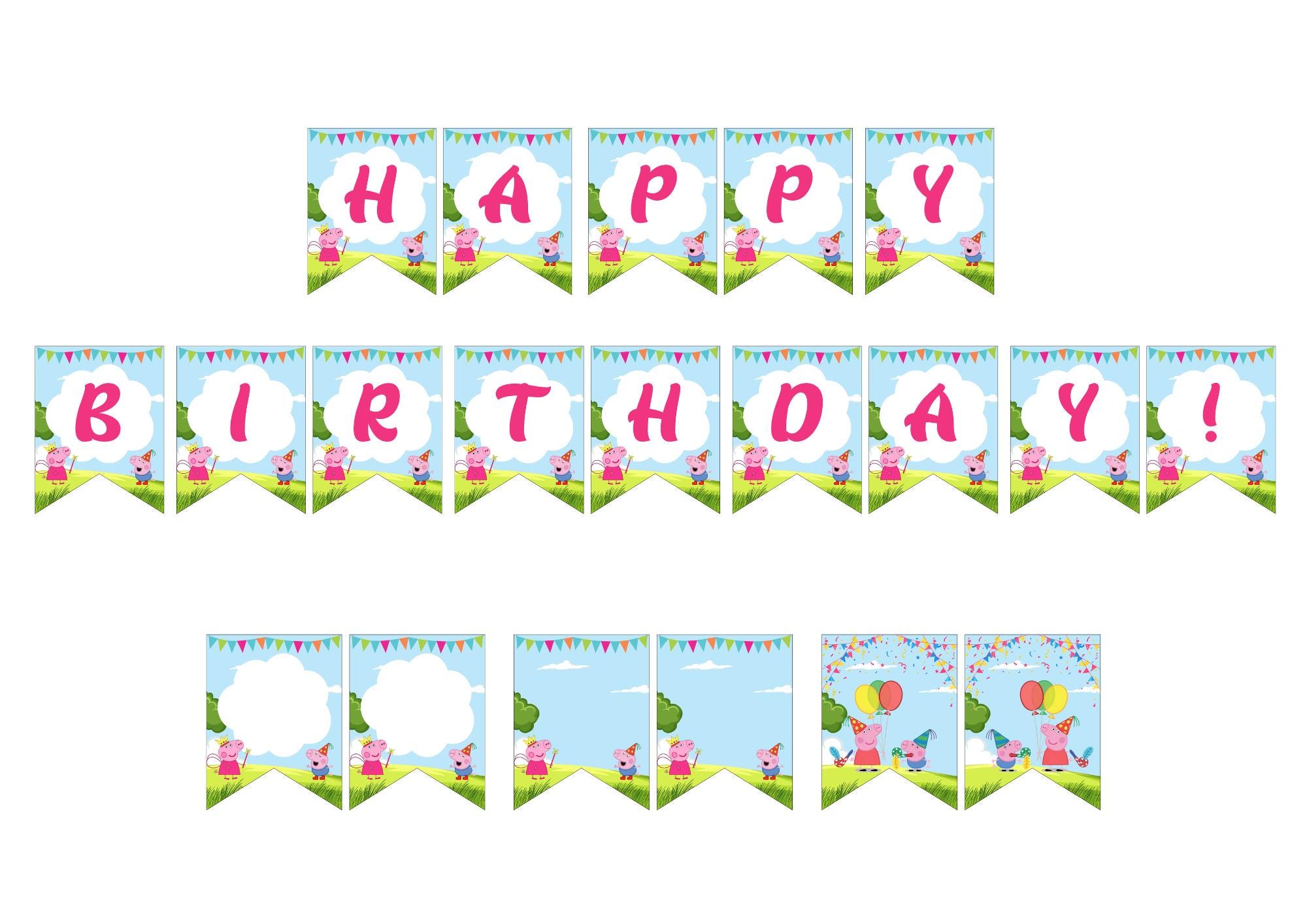 Peppa Happy Birthday - Etsy, image size:2000x1414