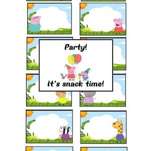 Etiquetas para comida de festa de porco, 12 designs, barracas de comida, cartões de lugar, artigos para festa, download instantâneo