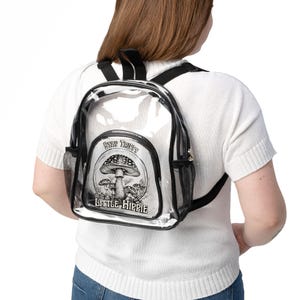 Stay Trippy little Hippie, Clear Stadium Backpack, Sports Events, Clear Bag for Concerts, Festival Gear, Transparent Backpack