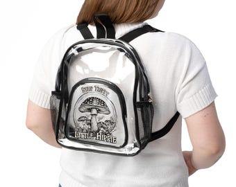 Clear Stadium Backpack, Festival Concert Bag, Mushroom Print