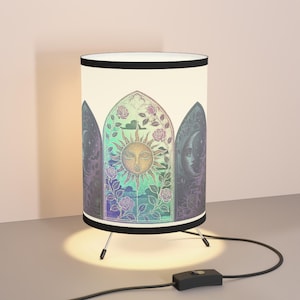 Sun & Moon Tripod Lamp | Bohemian Decor | Colorful Home Lighting | Vintage Style Lamp for Living Room, Bedroom, Aesthetic Gift