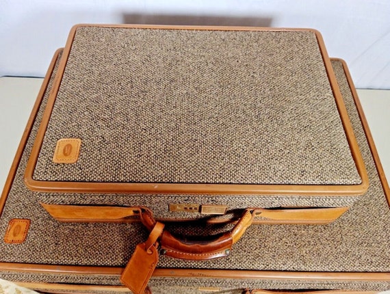 Vintage Lot of 4 Hartmann Tweed & Leather Luggage… - image 8