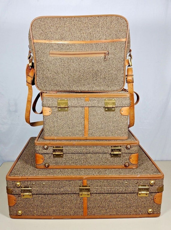 Vintage Lot of 4 Hartmann Tweed & Leather Luggage… - image 4