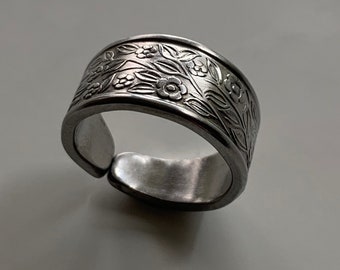 Flower Spoon Ring - custom size recycled vintage handmade jewellery