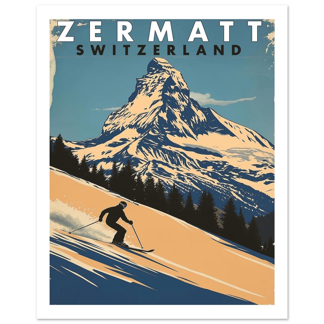 Zermatt Switzerland Vintage Ski Poster - Etsy