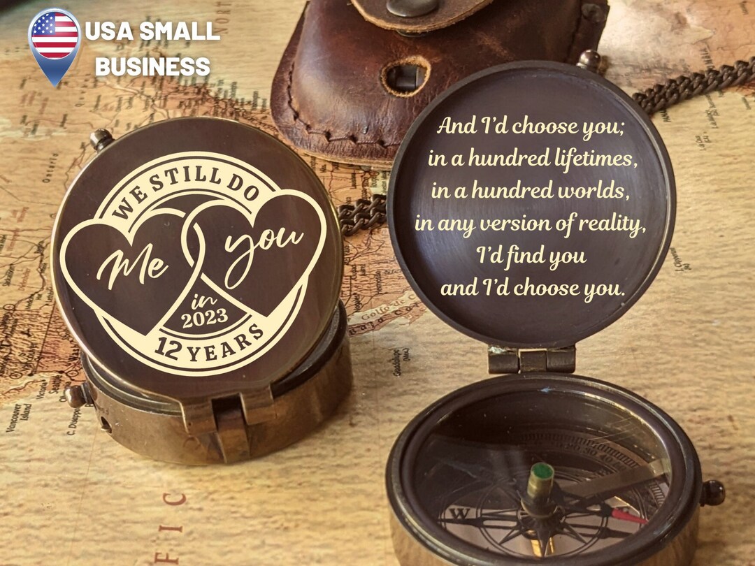 Personalized Compass, Anniversary Gift, Engraved Compass, Gift for Him