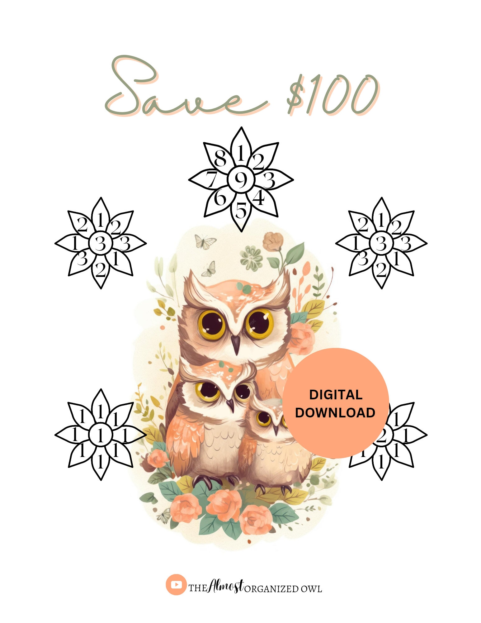 SAVE 100 Owl Savings Challenge | Digital Download