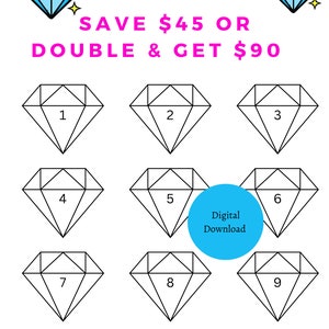 Diamonds Savings Challenge | Save 45 | Printable PDF | DIGITAL DOWNLOAD