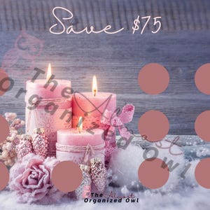 HOLIDAY Scratch and Save Challenge | Pink Candles | 5x7 Size