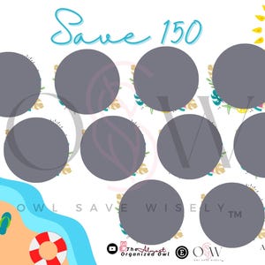 Save 150 Beach Scratch und Save Challenge | A5 Größe Spar-Challenge | Urlaub, Reise, Sommer