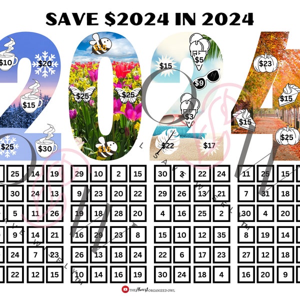 Save 2024 in 2024 Savings Challenge | Printable PDF | DIGITAL DOWNLOAD