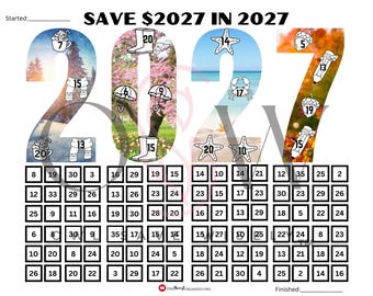 Spaar in 2027 én spaar 227 in 2027: Spaaruitdagingen | Twee printbare pdf's | Digitale download | Optie voor lage inkomens