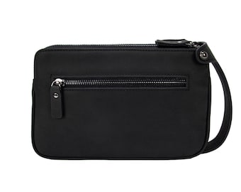 Handmade Crazy Horse Leather Clutch: Zipped Wrist Bag, Long Wallet
