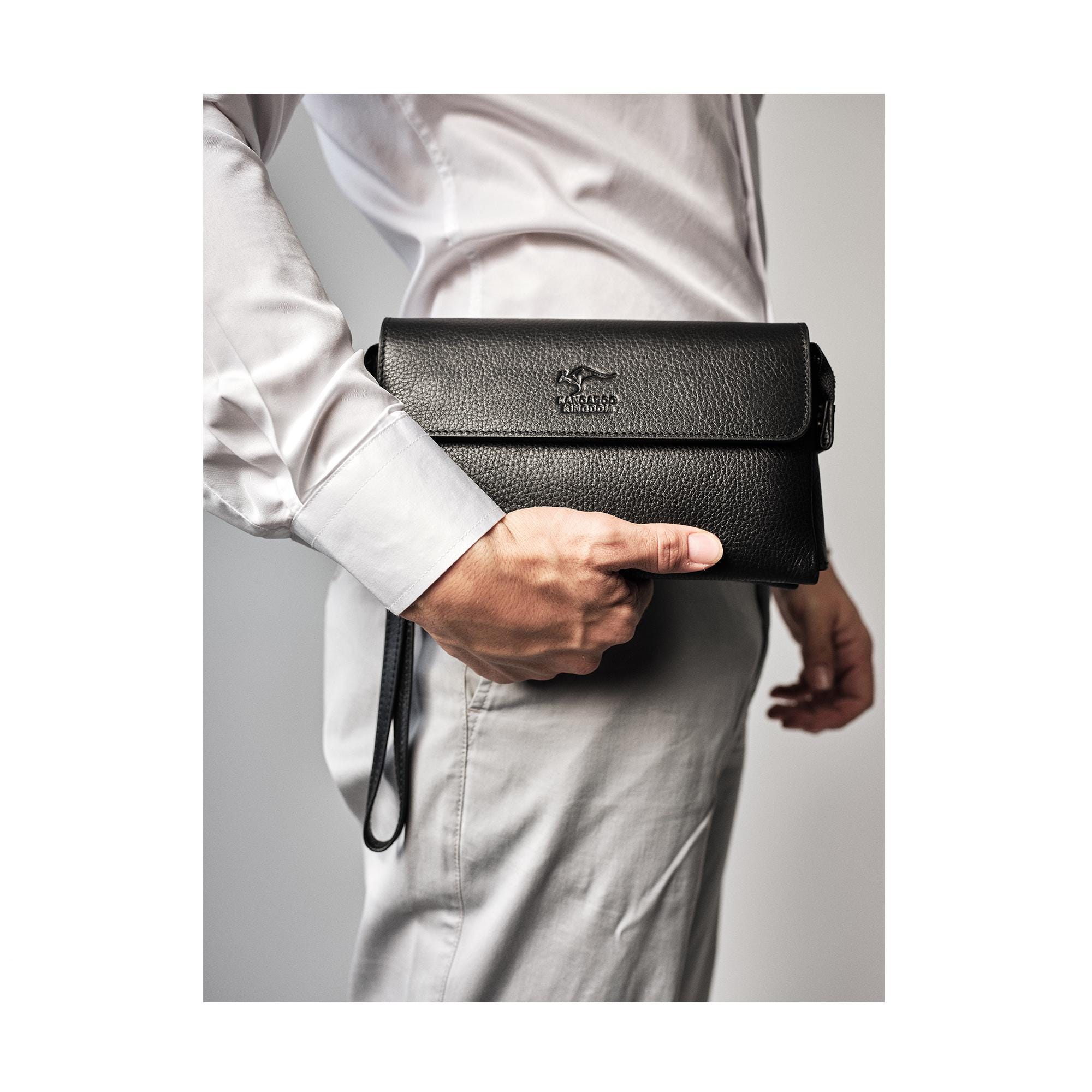 Herren Clutch Tasche Leder TOBI Clutch Brown BRAUN BÜFFEL