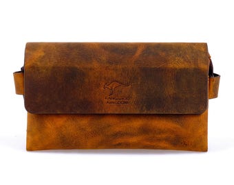 Crazy Horse Leather Clutch Handbag: Zippered Wallet iPhone Case