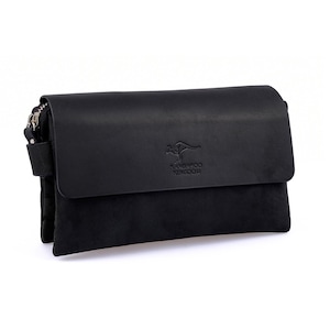 Bolso de cuero Crazy Horse Clutch, billetera larga, bolso negro, bolsos de cuero de cuero, bolso de mano, bolso de mano con cremallera, regalo para él 9288-ZS