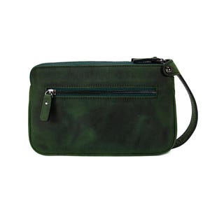 Bolso de mano de cuero, diseño de bolso europeo, bolso de cuero hecho a mano, monedero largo con cremallera, bolso de mano de cuero de vaca Crazy Horse, 1285-ZY