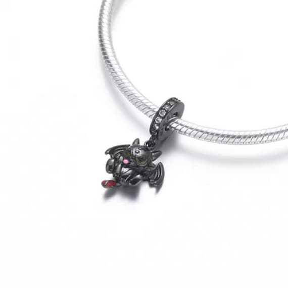 Sterling Silver Toothless Dragon Charm: Fit Pandora Compatible