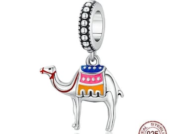 スターリングシルバーのエナメルキャメルチャーム：パンドラ対応ブレスレットペンダントチャーム